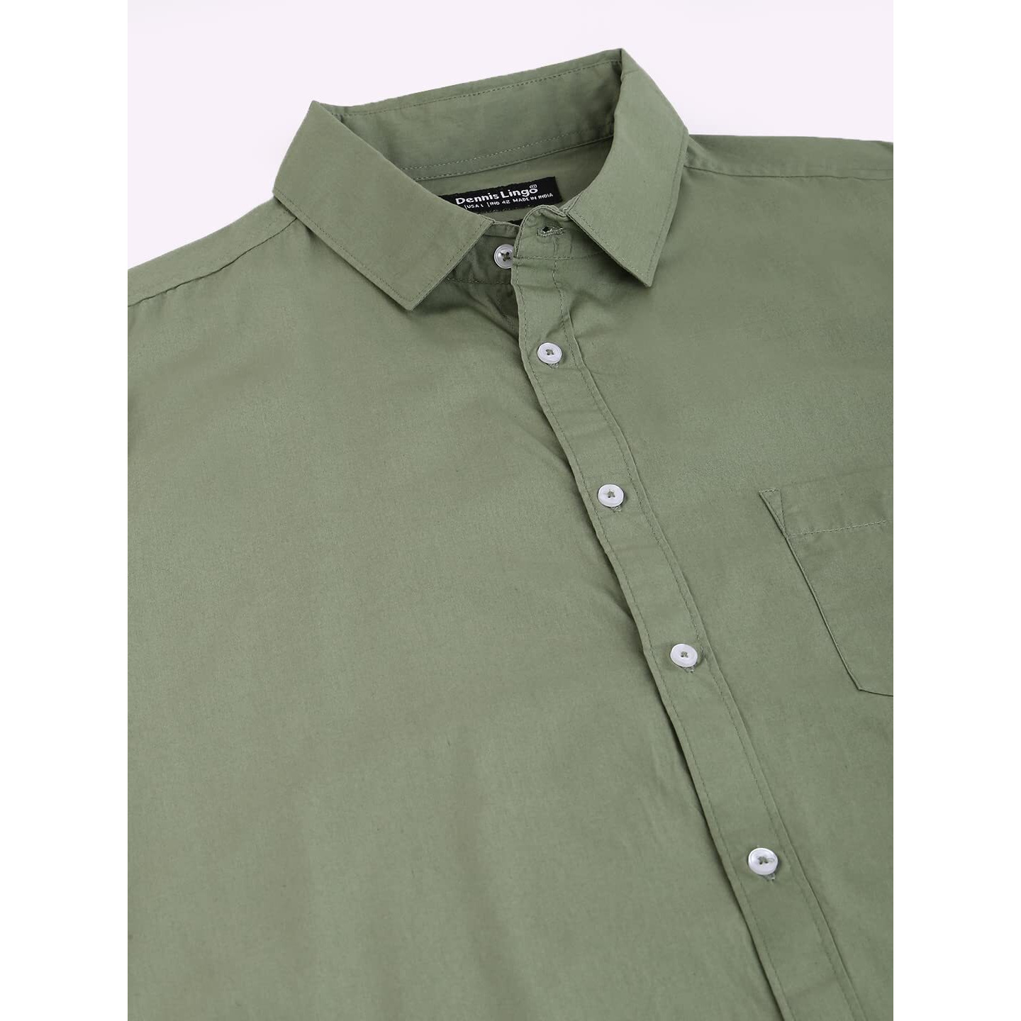 Dennis Lingo Men's Solid Dusty Green Casual Shirt (AZ301_Dusty Green_S)