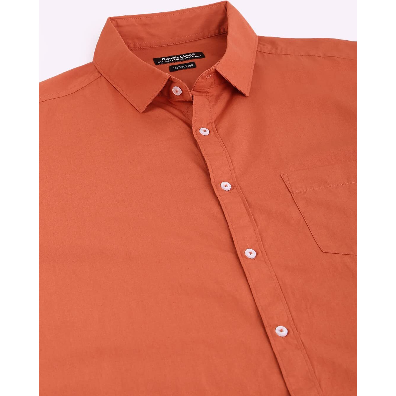 Dennis Lingo Men's Solid Dusty Orange Casual Shirt (AZ301_Dusty Orange_S)