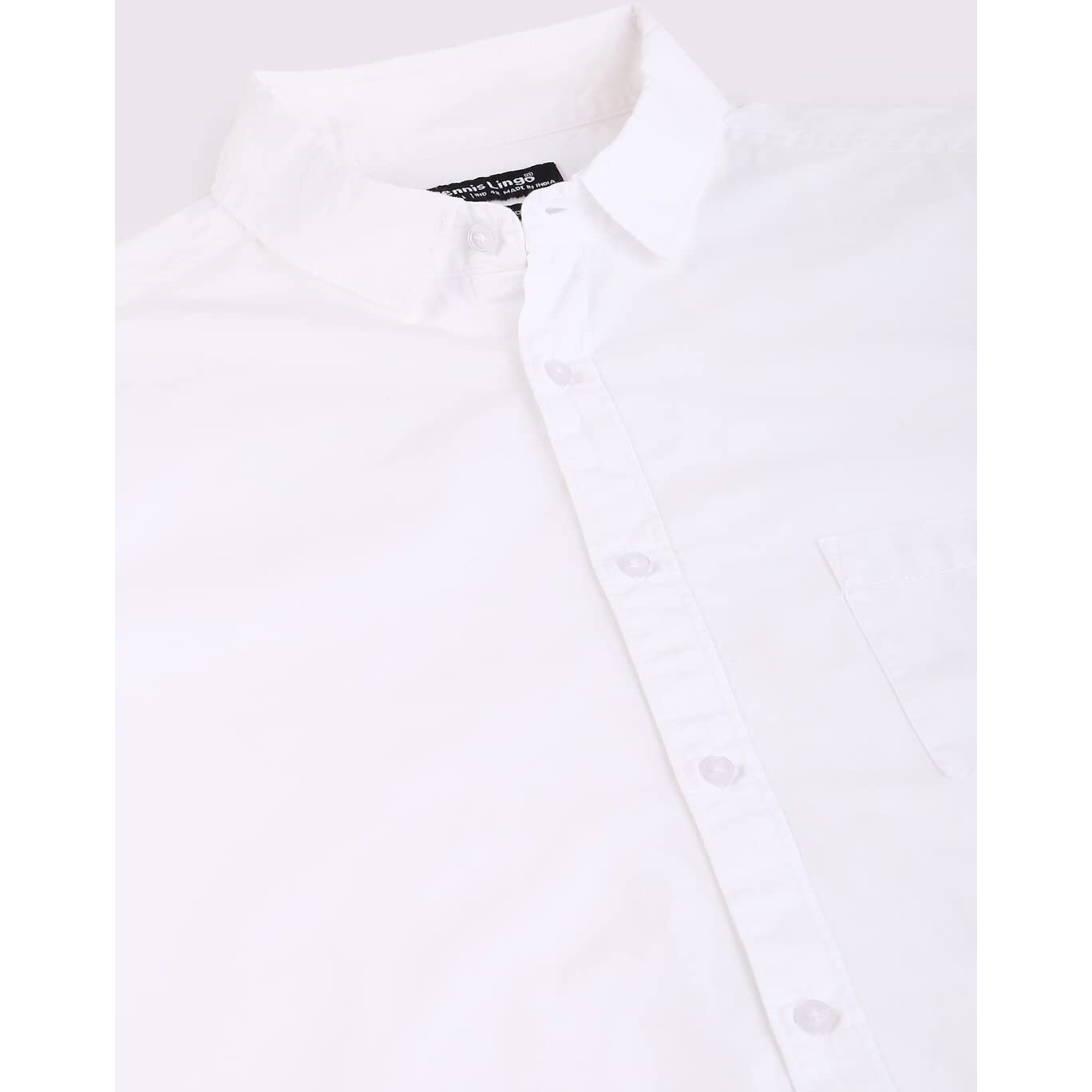 Dennis Lingo Men's Cotton White Solid Casual Shirt (C301_White_XL)