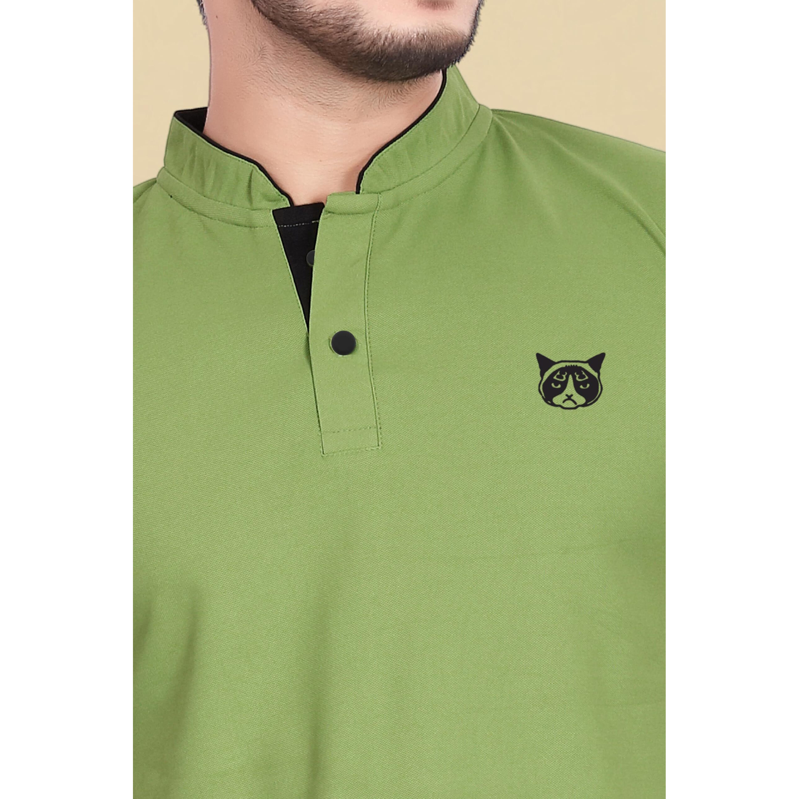 BAGHADBILLO Regular Fit Mandarin Collar T-Shirt Tee for Men & Boys