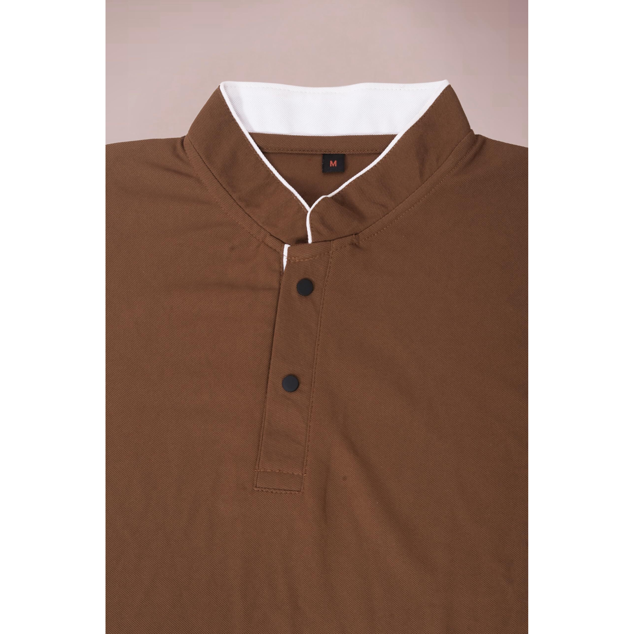 BAGHADBILLO Regular Fit Mandarin Collar T-Shirt Tee for Men & Boys Brown