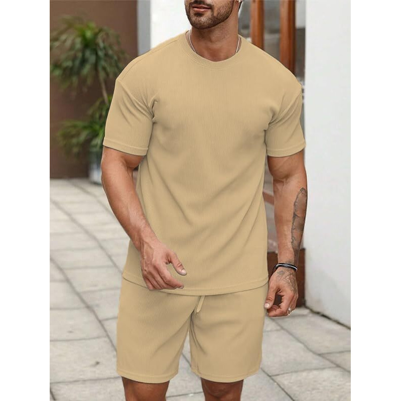 SMOWKLY Men's Pyjama Set || T-Shirt and Shorts Set for Men || Night Wear for Men || Night Suit for Men (1524_CRM_S) Cream