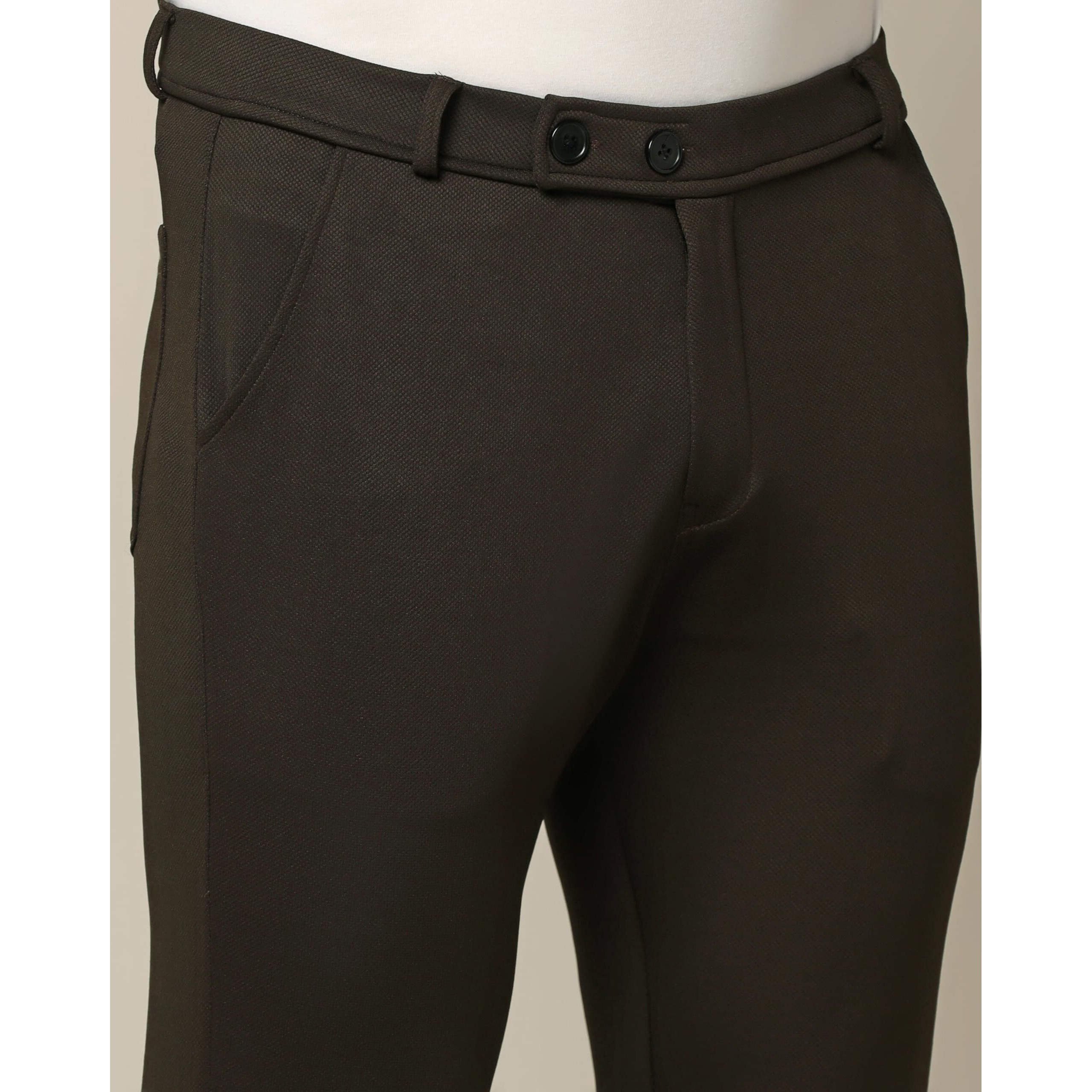 TOPLOT Men's Regular Fit Causal Trouser (Trouser-5068-Coffee-32) Brown