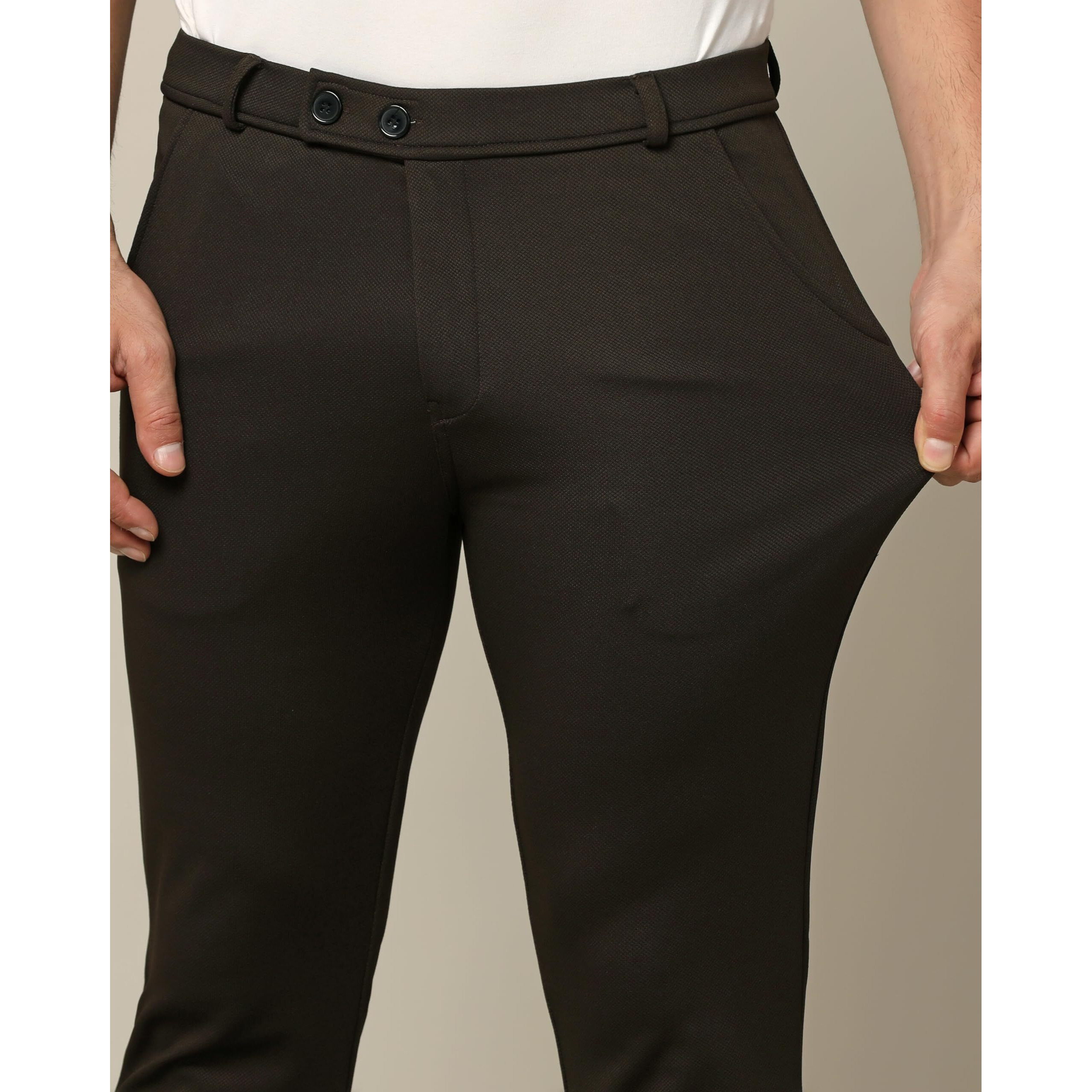 TOPLOT Men's Regular Fit Causal Trouser (Trouser-5068-Coffee-32) Brown