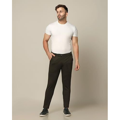 TOPLOT Men's Regular Fit Causal Trouser (Trouser-5068-Coffee-38) Brown