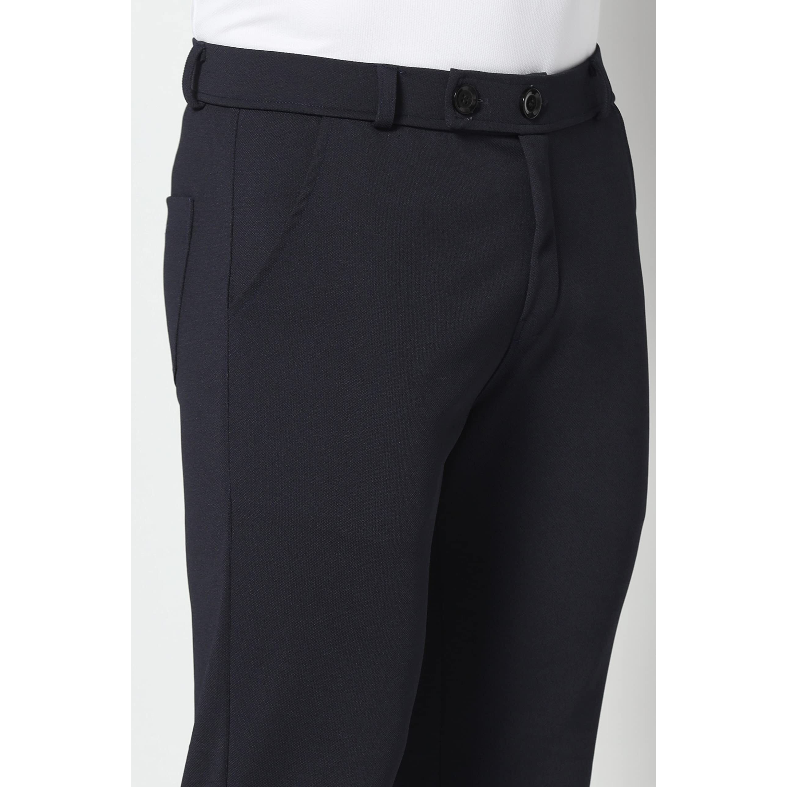 TOPLOT Men's Regular Fit Causal Trouser (Trouser-5068-Navy-28) Blue