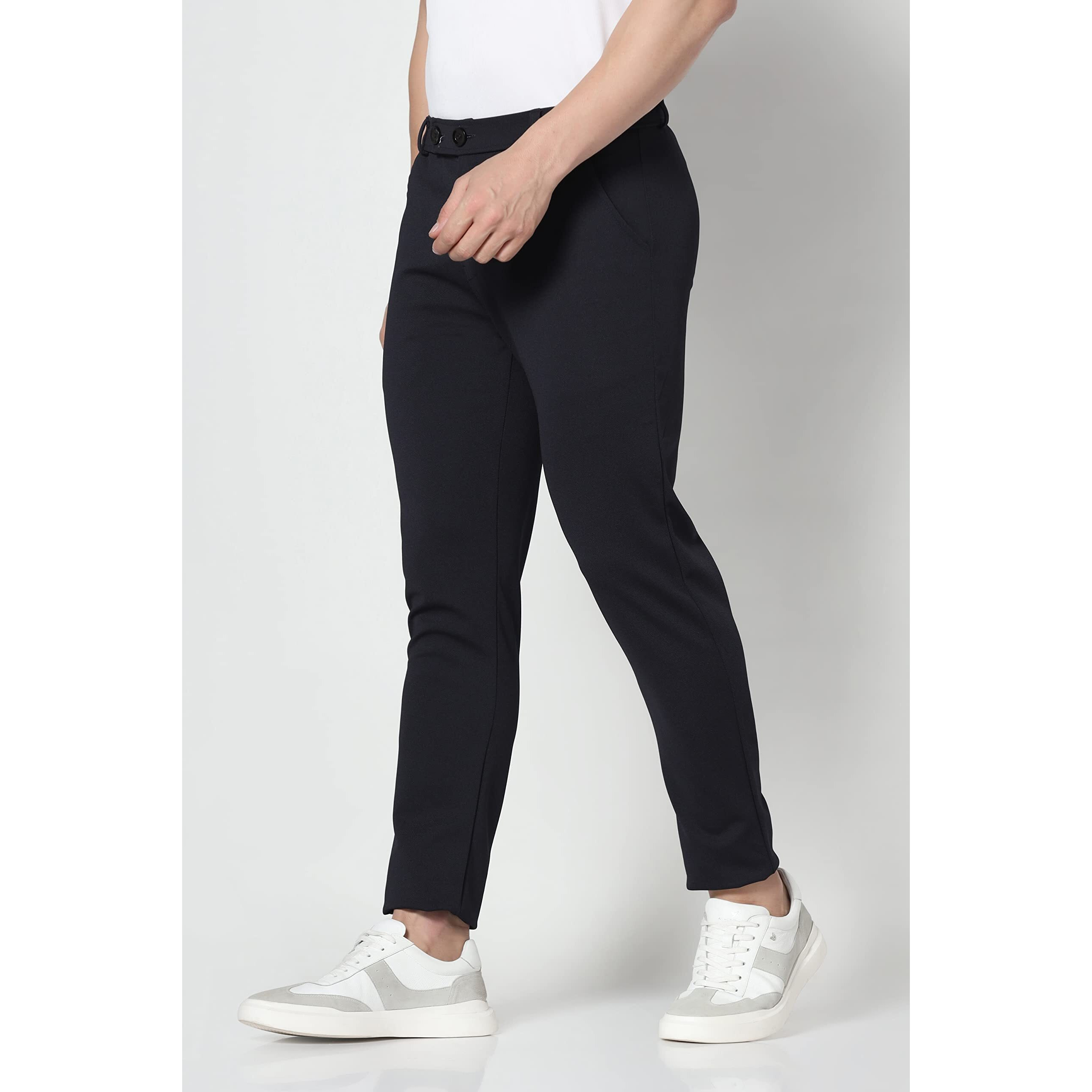 TOPLOT Men's Regular Fit Causal Trouser (Trouser-5068-Navy-28) Blue