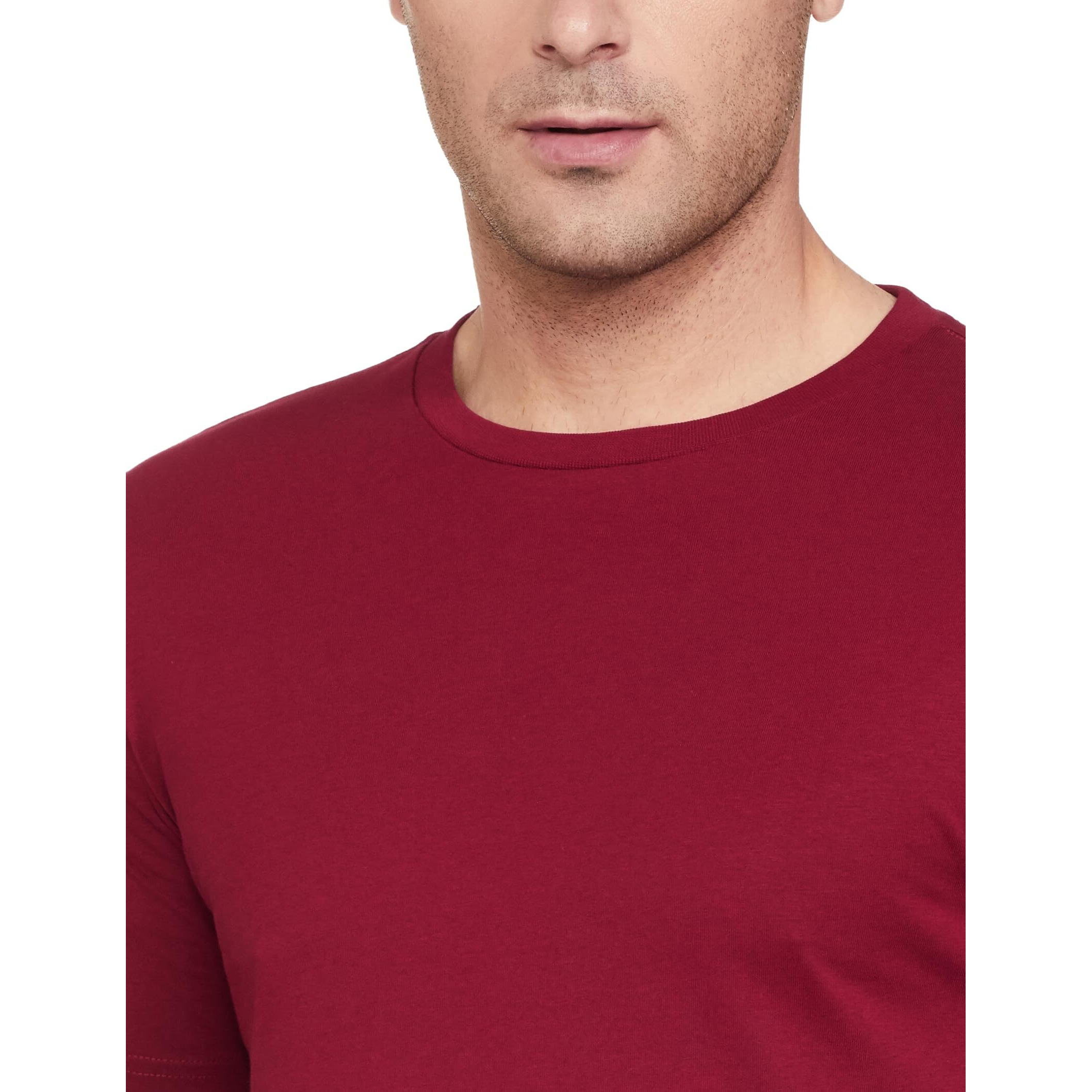 Amazon Brand - Symbol Men's Cotton T Shirt | Round Neck | Half Sleeve | Plain - Regular Fit (Available in Plus Size) (Vintage Maroon_L)