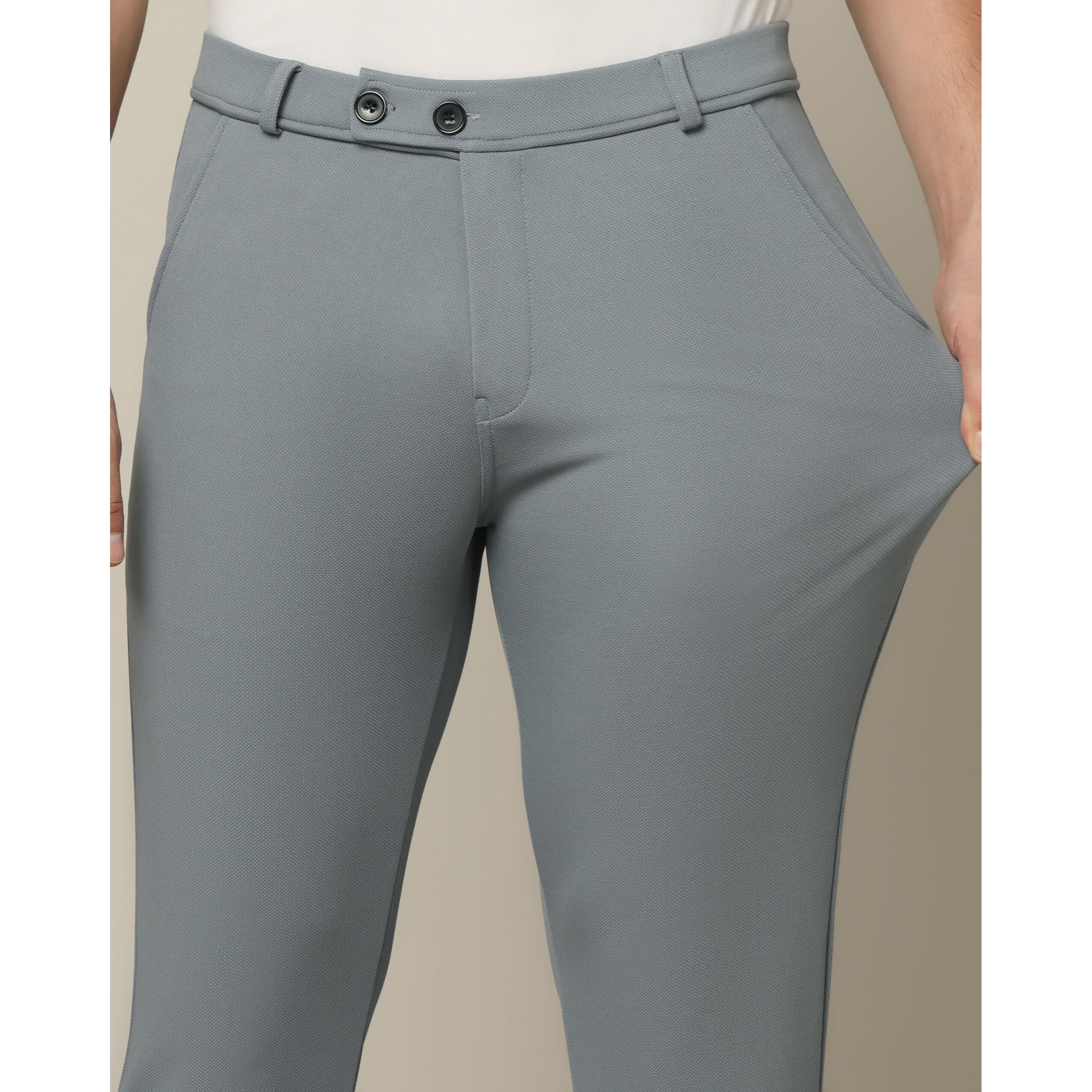 TOPLOT Men's Regular Fit Causal Trouser (Trouser-5068-Metal-28) Silver