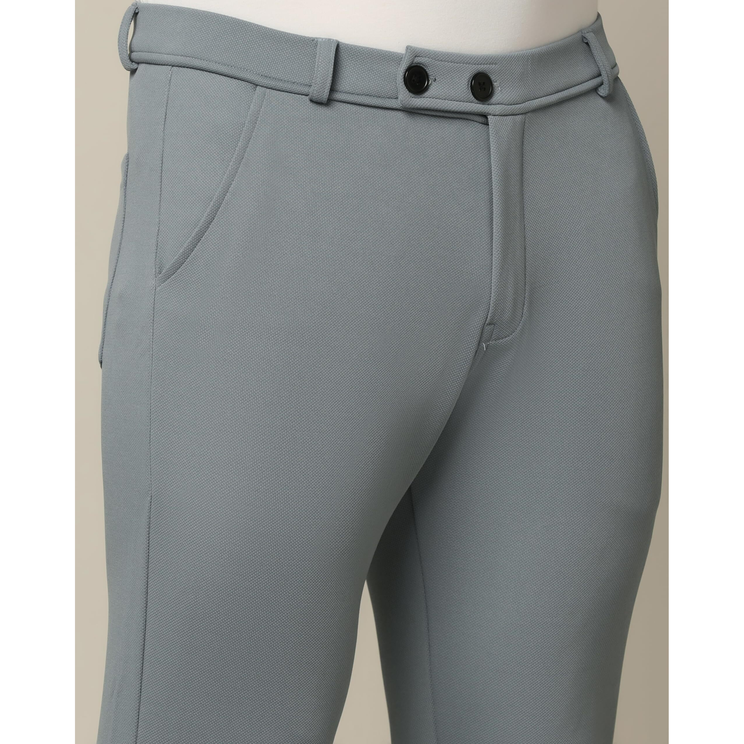 TOPLOT Men's Regular Fit Causal Trouser (Trouser-5068-Metal-28) Silver