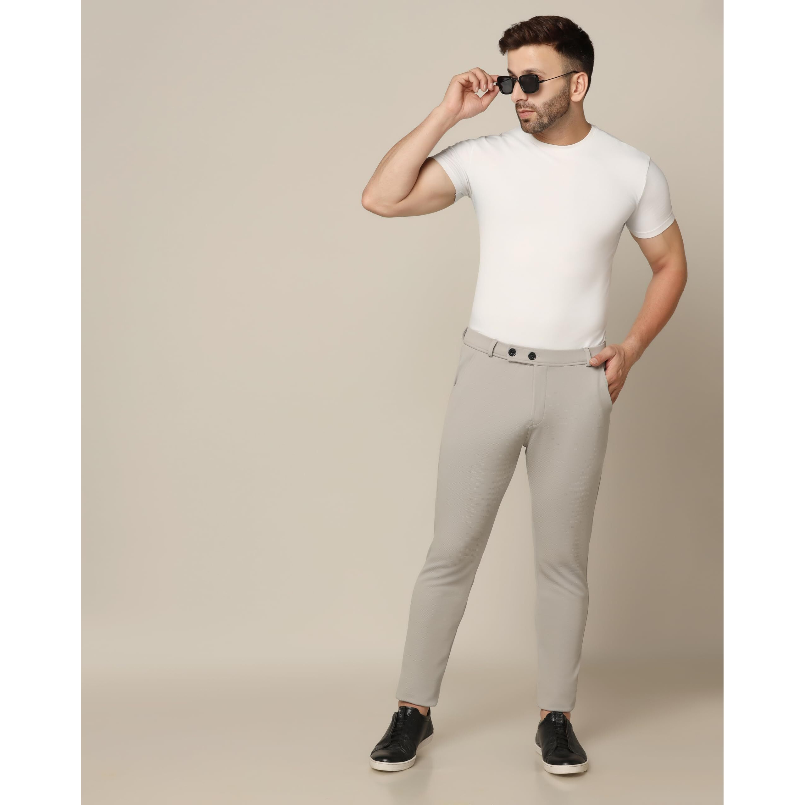 TOPLOT Men's Regular Fit Causal Trouser (Trouser-5068-Light Grey-36)
