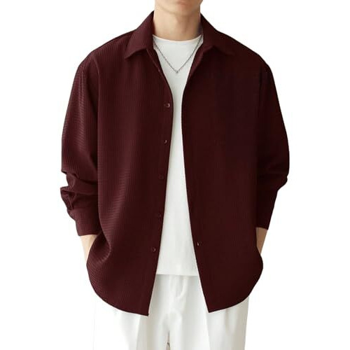 Leriya Fashion Textured Shirts for Men || Casual Shirt for Men || Shirt for Men|| Men Stylish Shirt || Men Fancy Shirt || Men Full Sleeve Shirt || Plain Shirts for Men (X-Small, Maroon)
