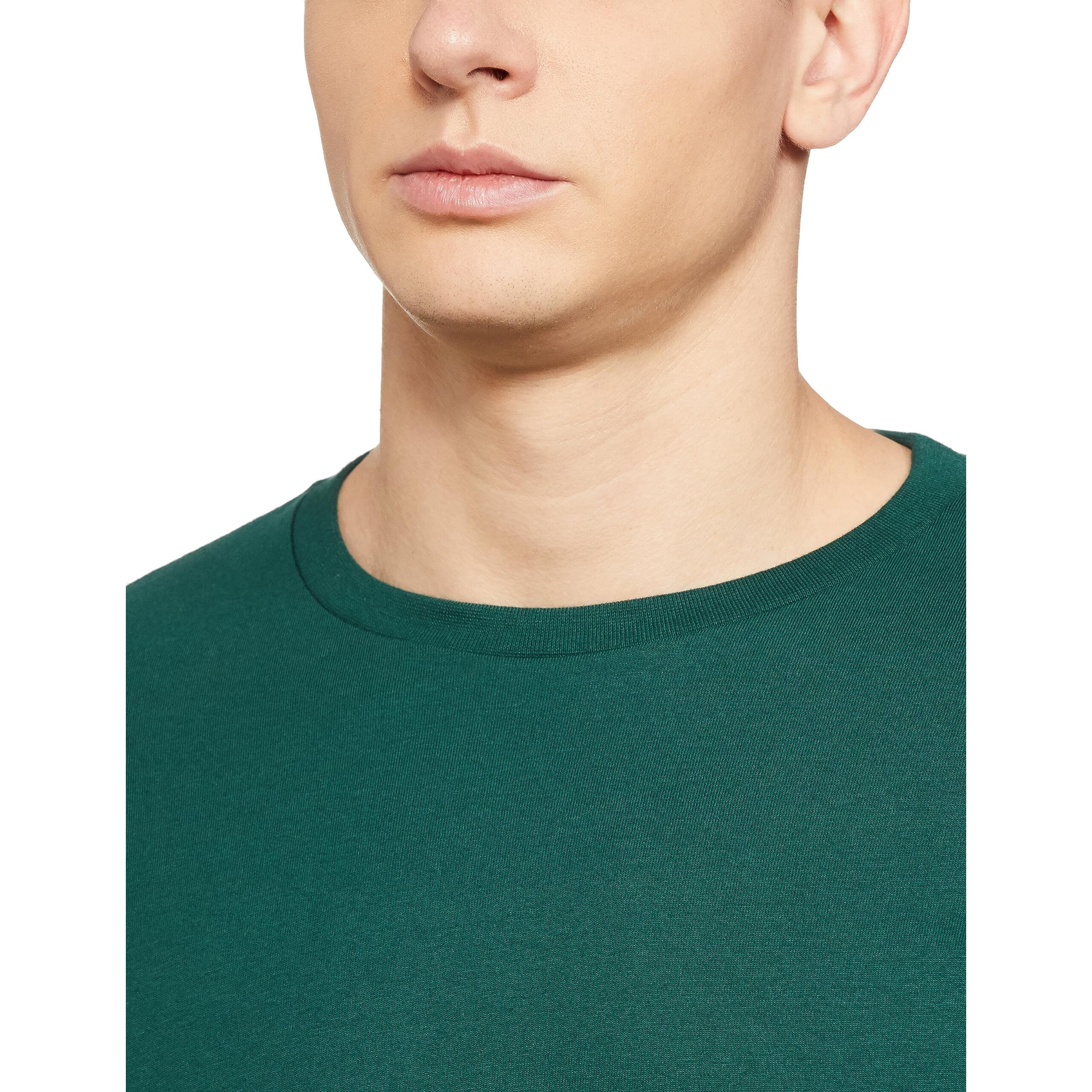 Amazon Brand - Symbol Men's Cotton T Shirt | Round Neck | Half Sleeve | Plain - Regular Fit (Available in Plus Size) (Evergreen_L)