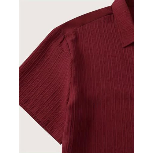 TAGDO Men's Solid Shirt with Chest Pocket Short Sleeve Shirt for Summer Outdoor Activities (Sugar-Shirt-5182-Maroon-XXL)