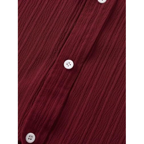 TAGDO Men's Solid Shirt with Chest Pocket Short Sleeve Shirt for Summer Outdoor Activities (Sugar-Shirt-5182-Maroon-XXL)