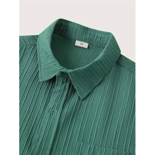 TAGDO Men's Solid Shirt with Chest Pocket Short Sleeve Shirt for Summer Outdoor Activities (Sugar-Shirt-5182-Green-S)