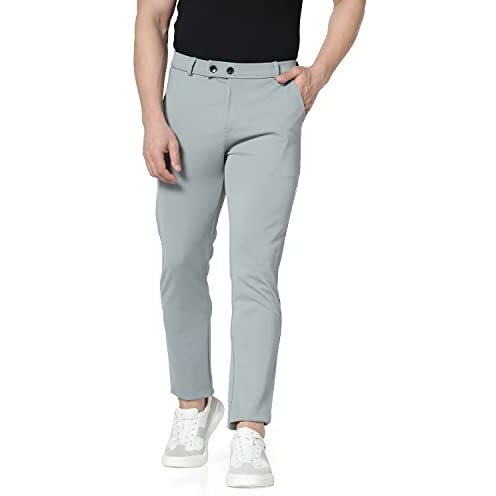 TOPLOT Men's Regular Fit Causal Trouser (Trouser-5068-Grey-38)