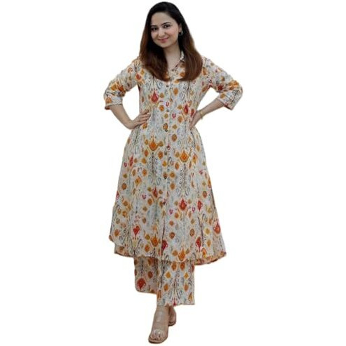 GRECIILOOKS Womens A-Line Rayon Regular Fit Co-Ord Set (Off-White, XX-Large)