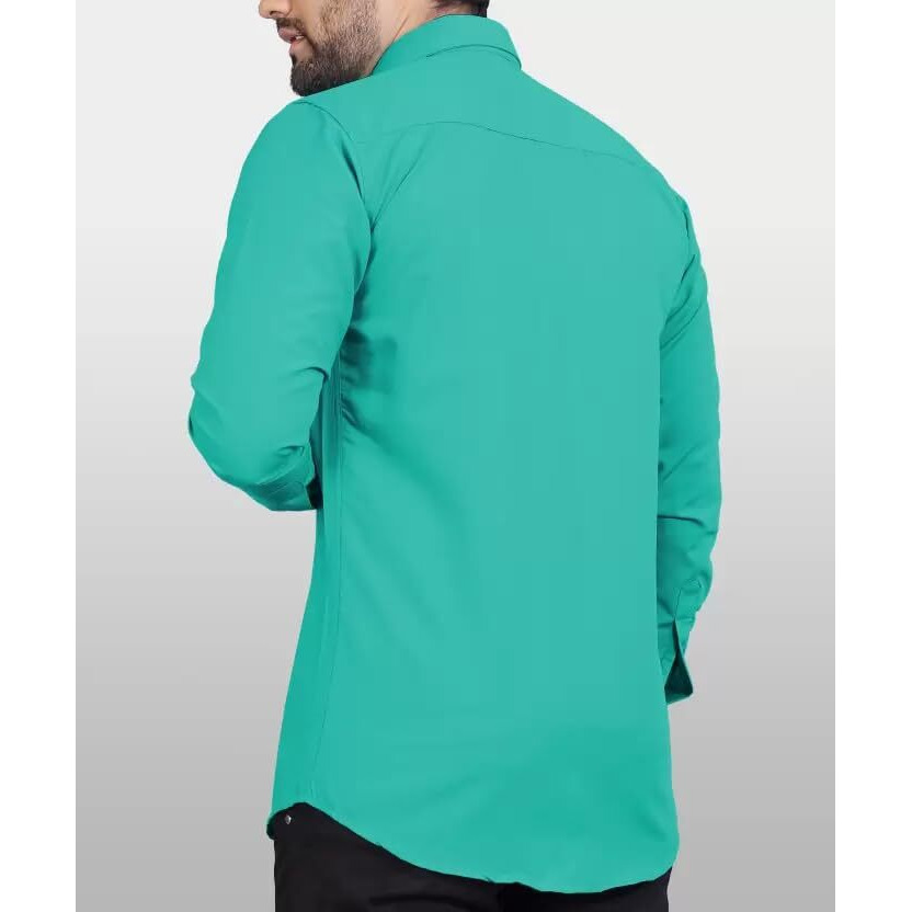 CB-COLEBROOK Men Regular Fit Solid Spread Collar Casual Shirt (Small, Pine Green)