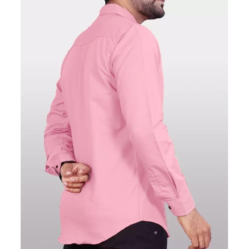 CB-COLEBROOK Men Regular Fit Solid Spread Collar Casual Shirt (XX-Large, Pink Pearl)