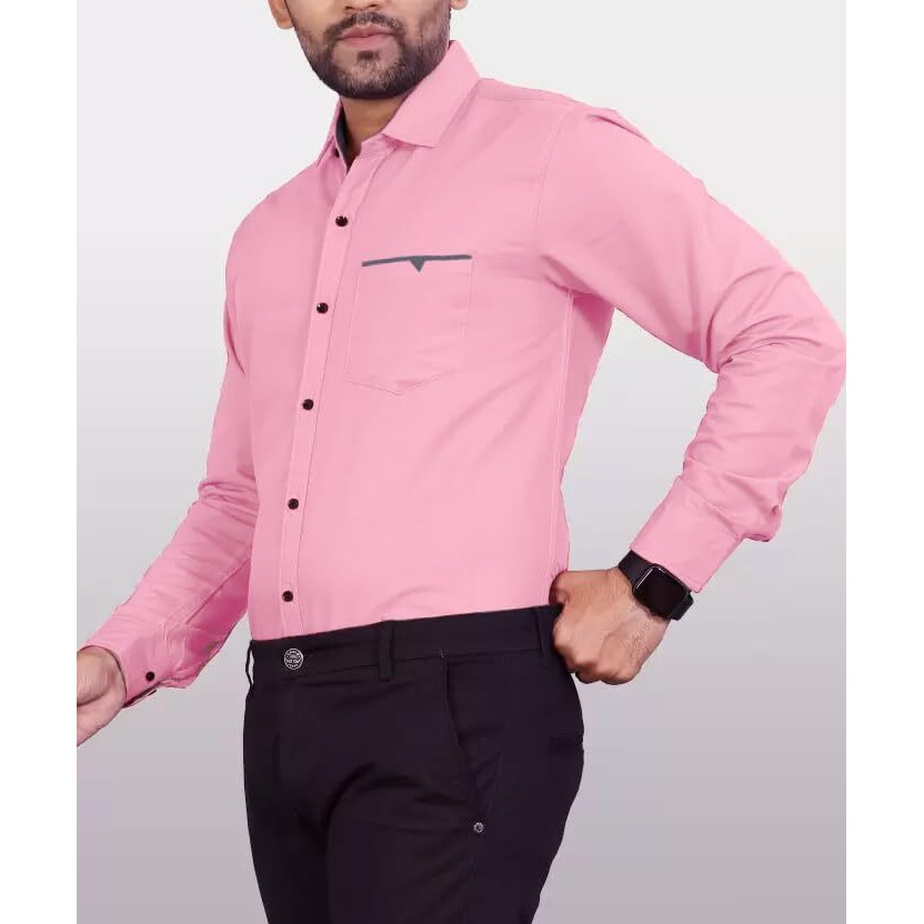 CB-COLEBROOK Men Regular Fit Solid Spread Collar Casual Shirt (XX-Large, Pink Pearl)