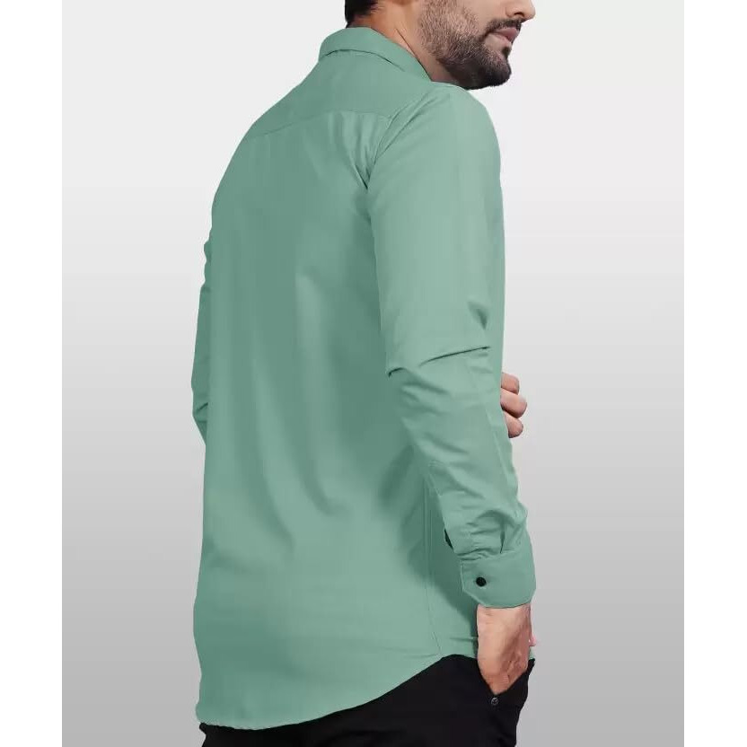CB-COLEBROOK Men Regular Fit Solid Spread Collar Casual Shirt (Large, Pistachio)