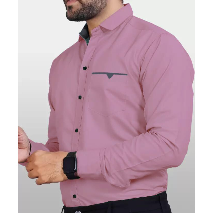 CB-COLEBROOK Men's Regular Fit Solid Spread Collar Cotton Casual Shirt (XX-Large, Mauve)