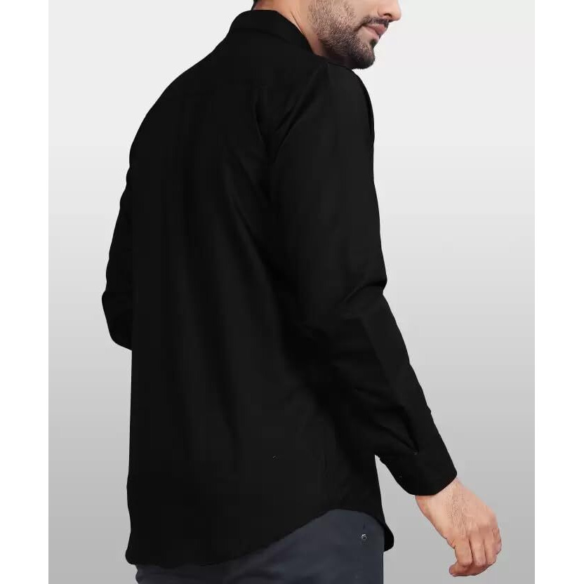 CB-COLEBROOK Men Regular Fit Solid Spread Collar Casual Shirt (XX-Large, Black)