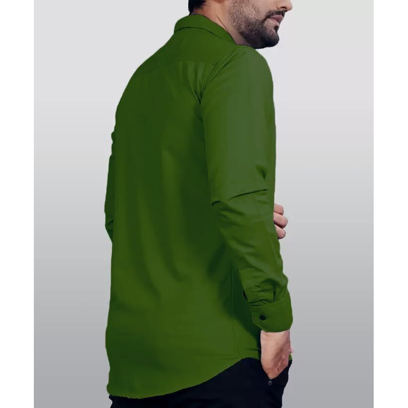 CB-COLEBROOK Men Regular Fit Solid Spread Collar Casual Shirt (Medium, Forest Green)