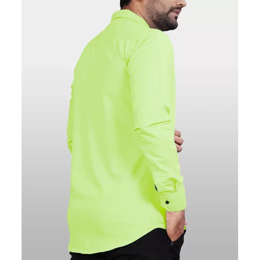 CB-COLEBROOK Men's Regular Fit Solid Spread Collar Cotton Casual Shirt (XX-Large, Light Green)