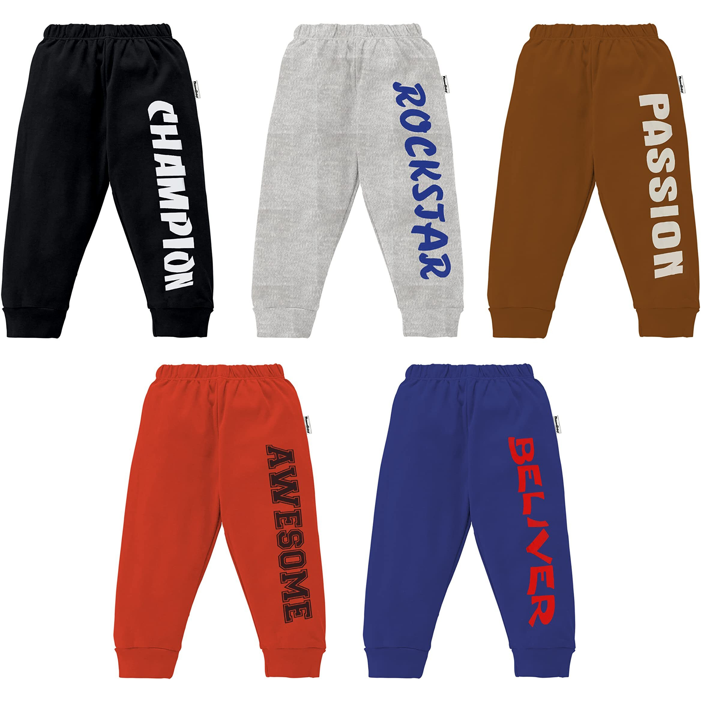 NammaBaby 100% Pure Hoseiry Cotton Soid Unisex Payjama Legging Pants - Assorted Color (7-8 Years, Pack of 5)