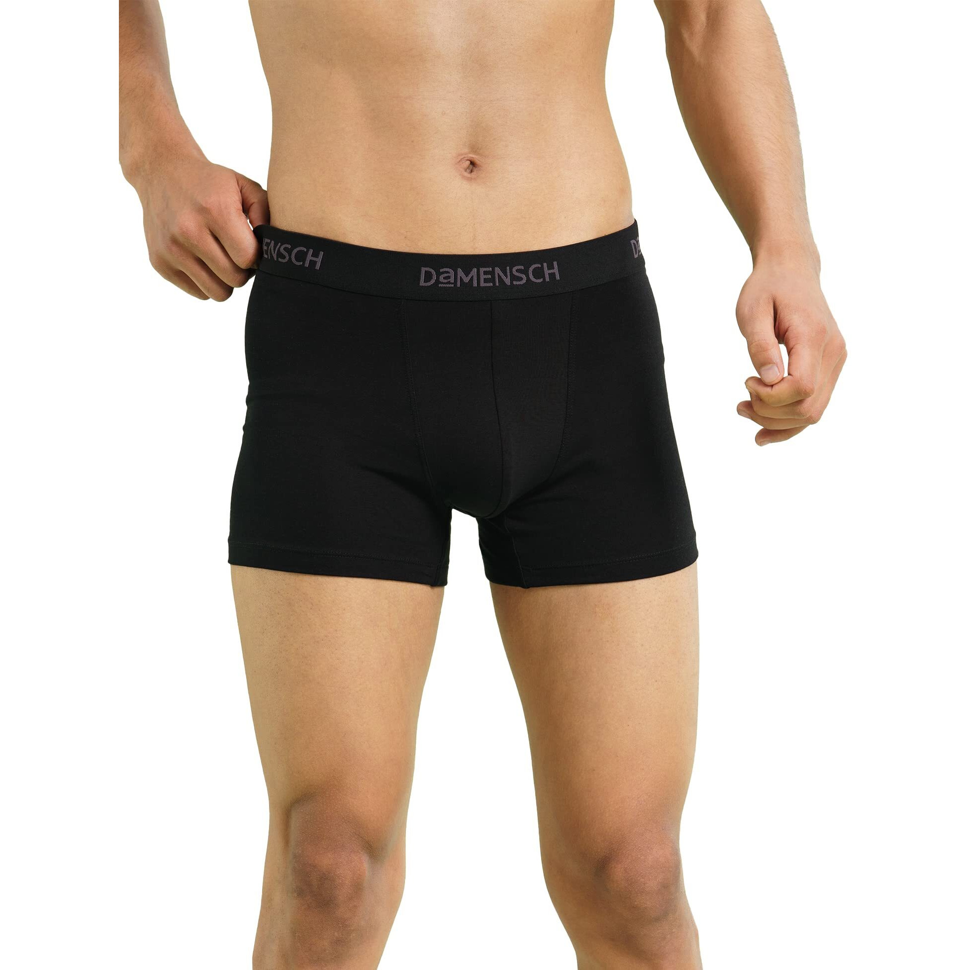 DAMENSCH Mens Premium Cotton Solid Trunks ReFRSH Single of Peppermint Powered-Pack of 1-Jet Black-X-Large