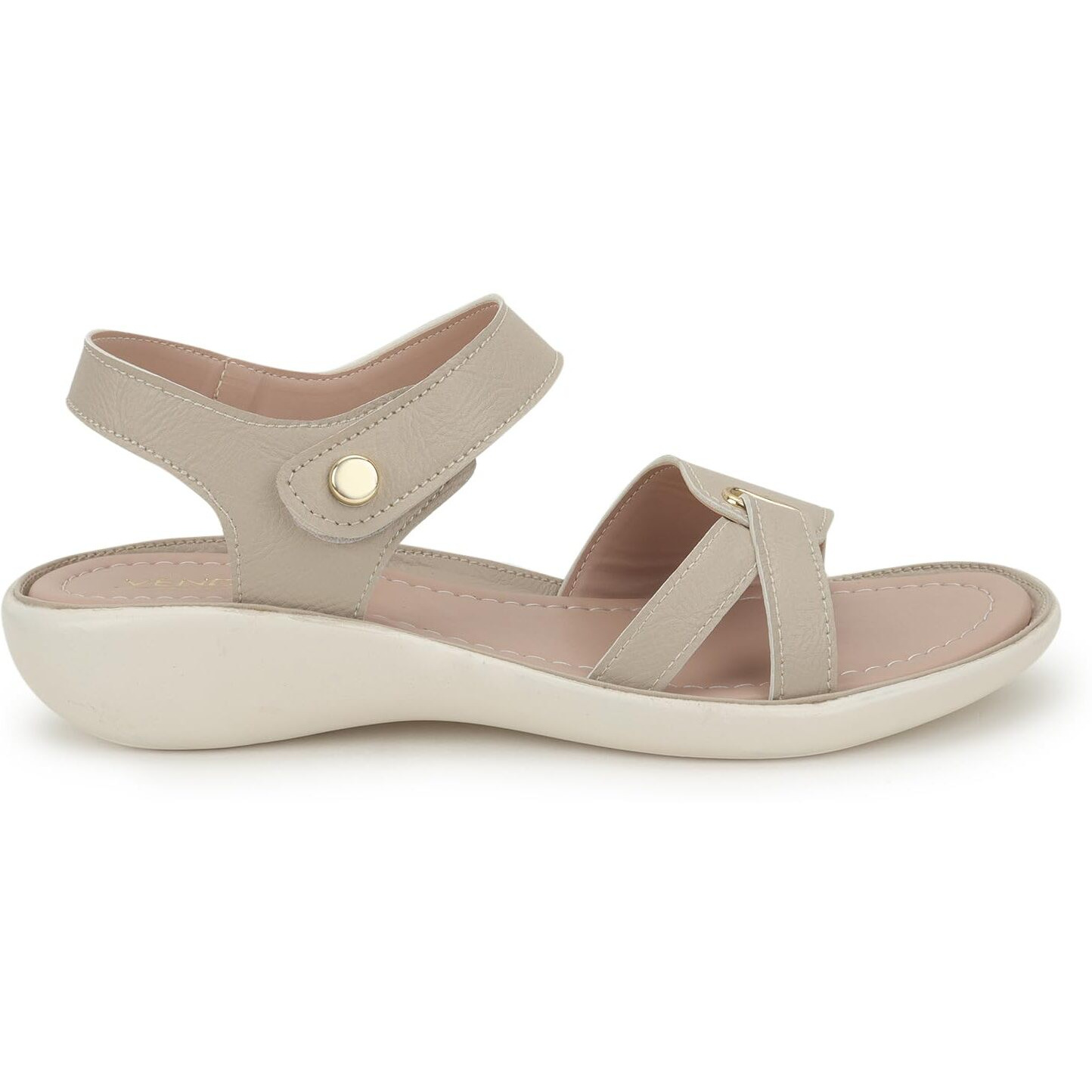 Vendoz Women Stylish Cream Flat Sandals