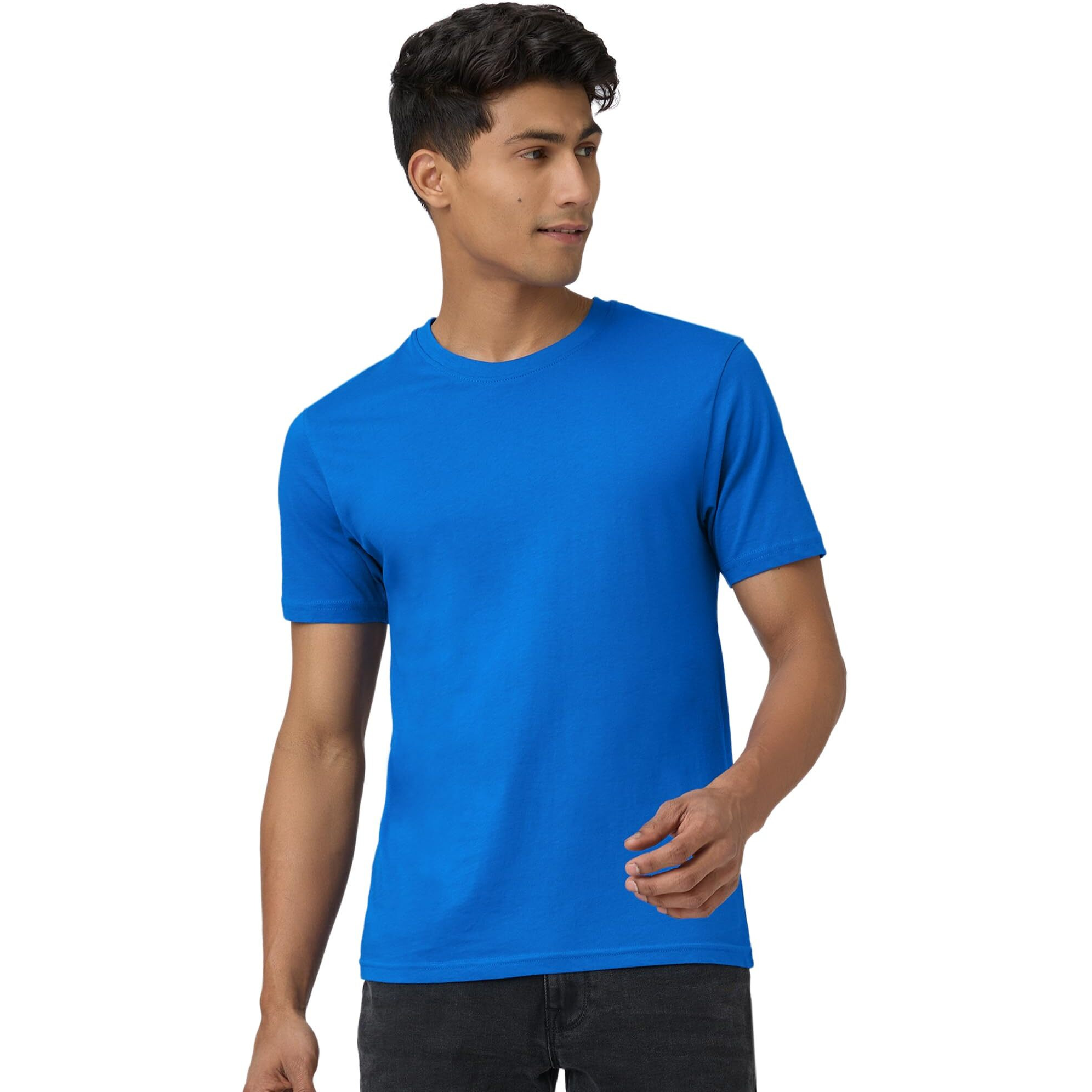 XYXX Men's Solid Regular Fit T-Shirt (XY_CR15_Tshirt_1_Medium Blue