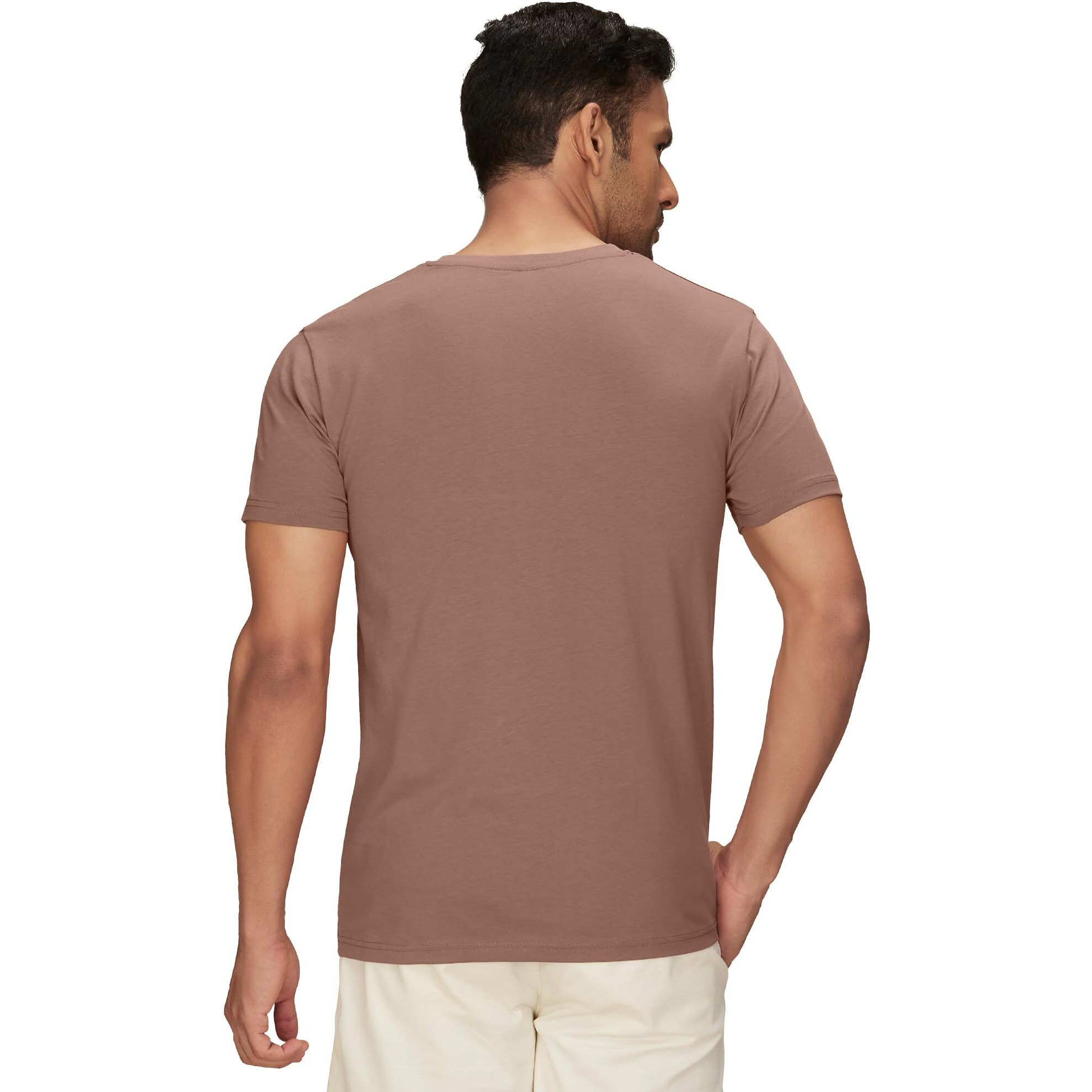 XYXX Men's Solid Regular Fit T-Shirt (XY_CR15_Tshirt_2_Pine Green+Brown Latte