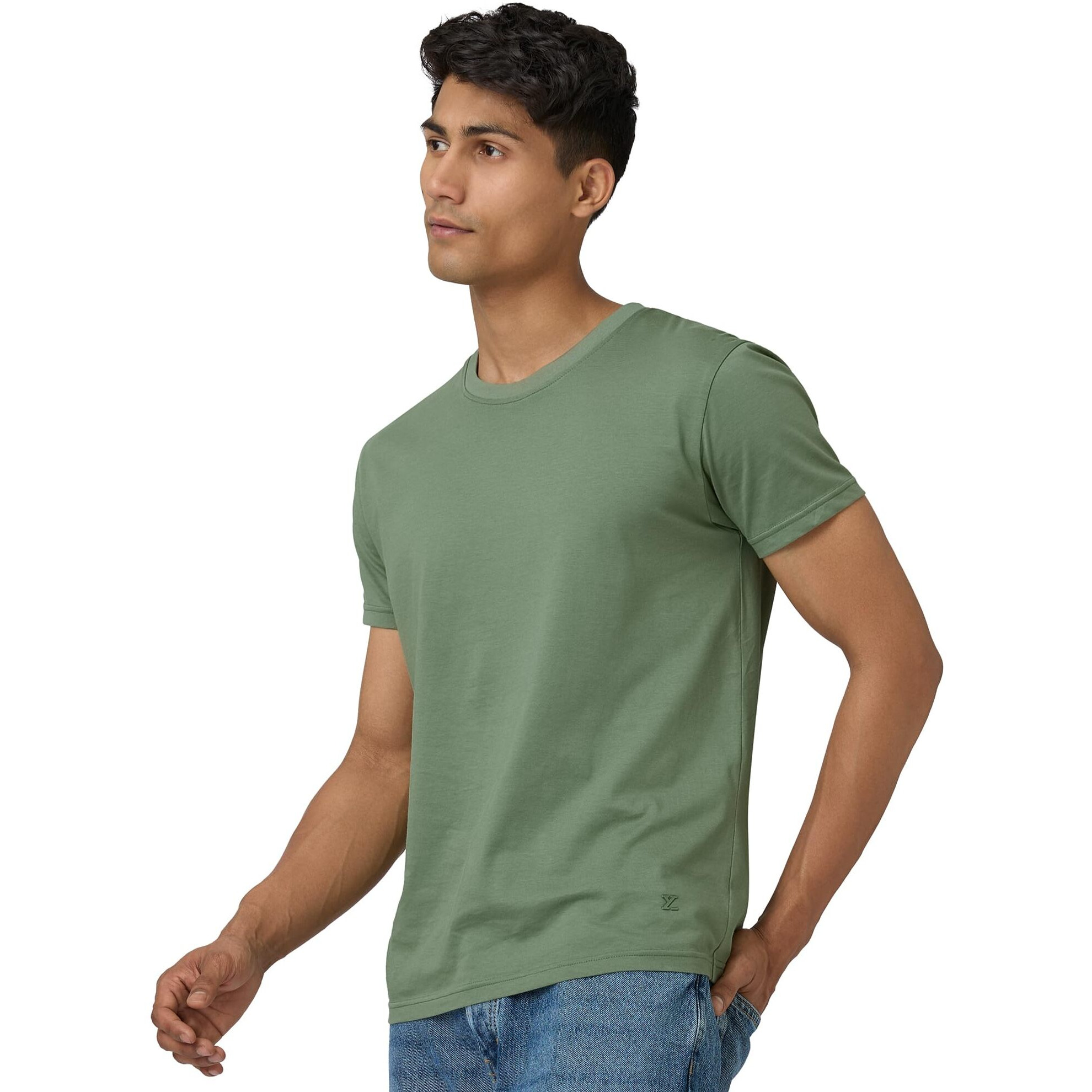 XYXX Men's Solid Regular Fit T-Shirt (XY_CR15_Tshirt_1_Sage Green