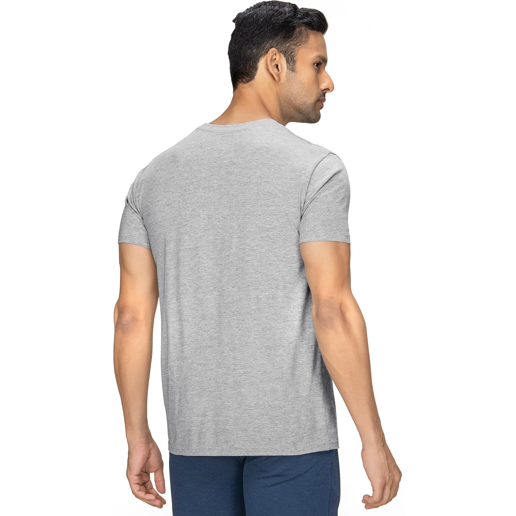 XYXX Men's Solid Regular Fit T-Shirt (XY_CR15_Tshirt_1_Heather Grey