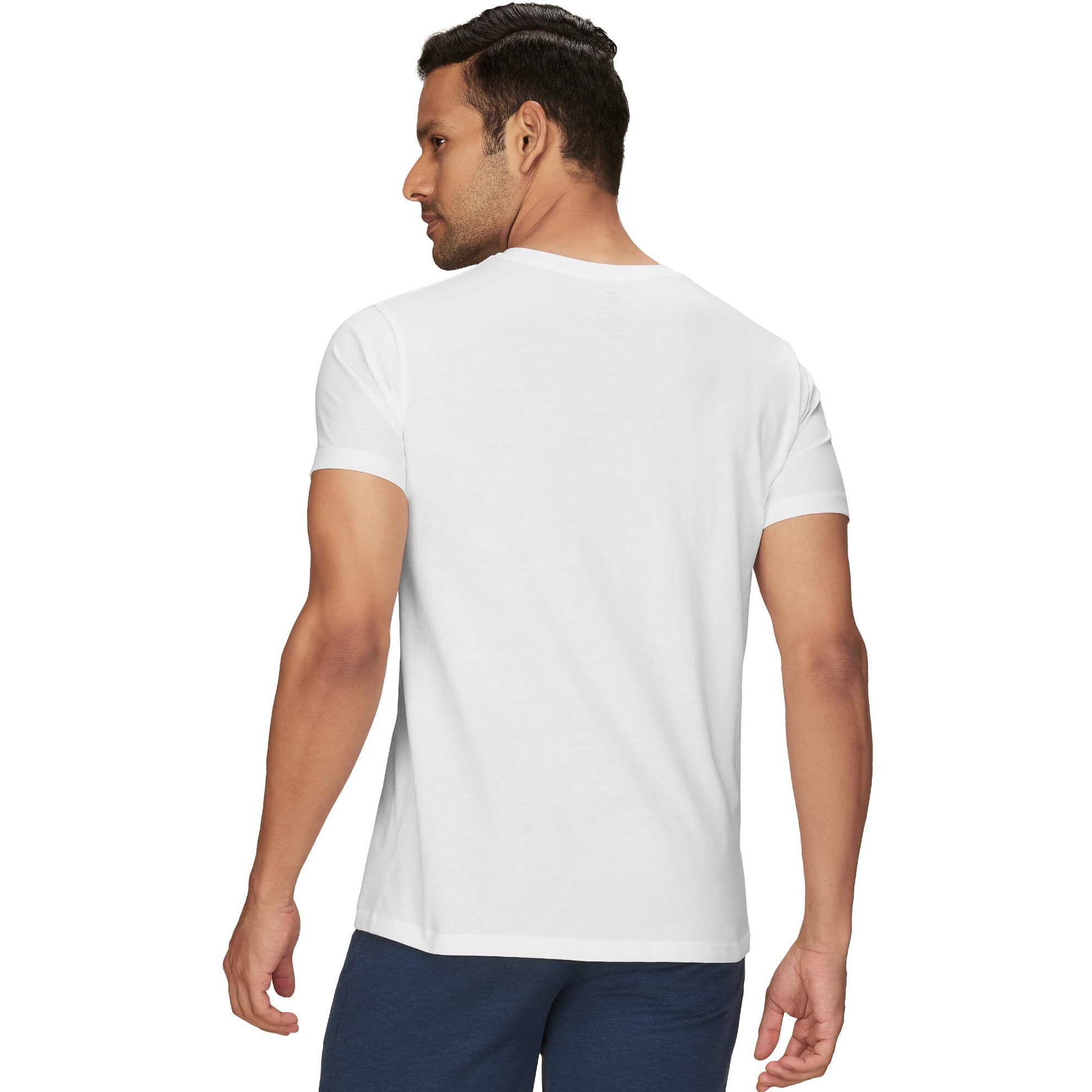 XYXX Men's Solid Regular Fit T-Shirt (XY_CR15_Tshirt_2_Anchor Grey+Polar White