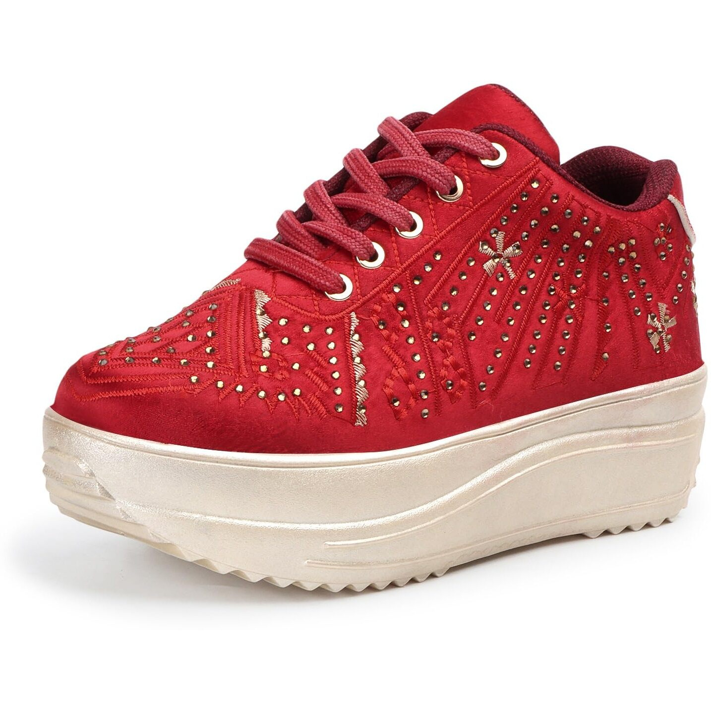 Vendoz Women Wedding Party Red Sneakers