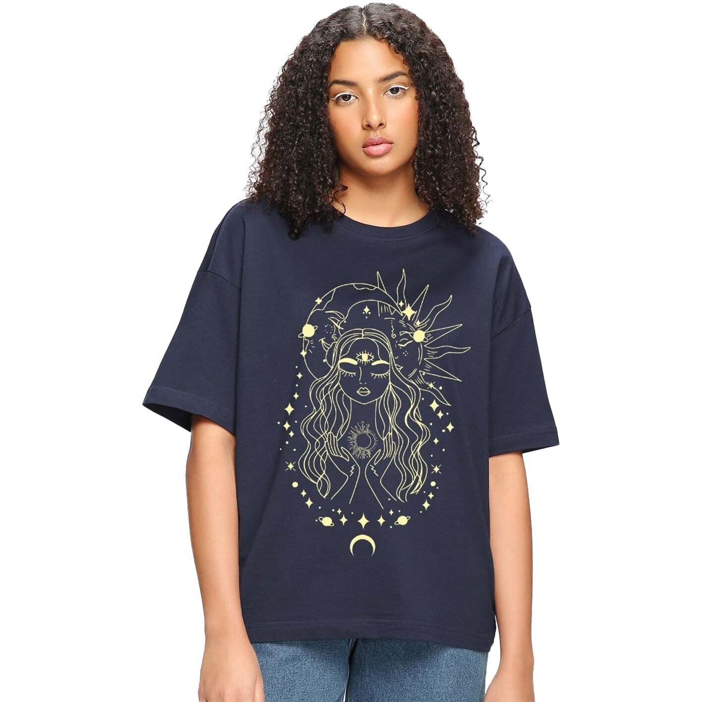 Bewakoof Women's Graphic Printed Oversized Fit Cotton T-Shirt