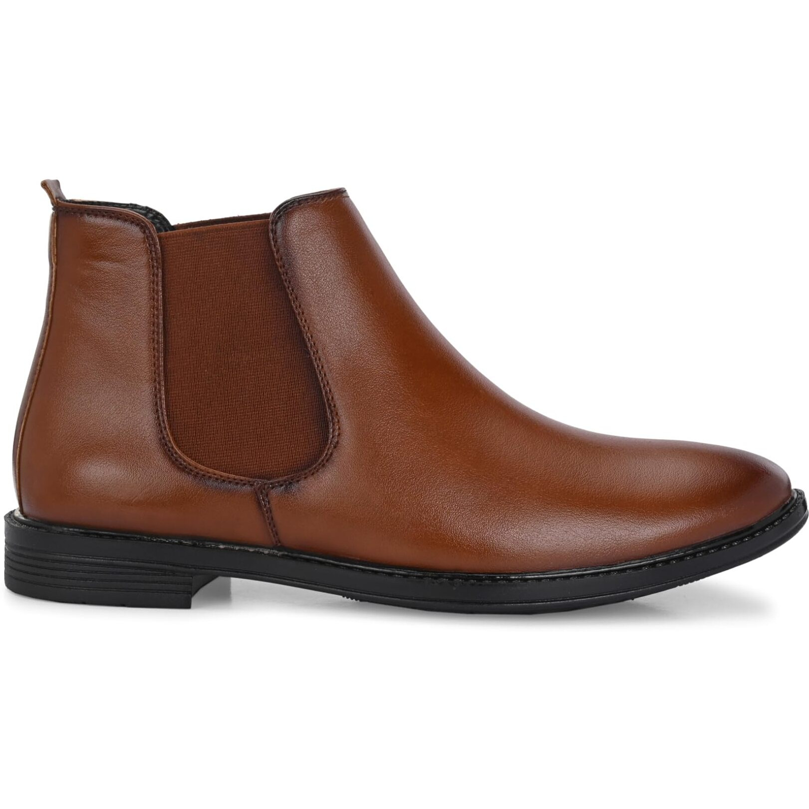 AADI Men's Tan Synthetic Leather Lightweight Comfortable Trendy Outdoor Casual Shoes Slip On Chelsea Boots