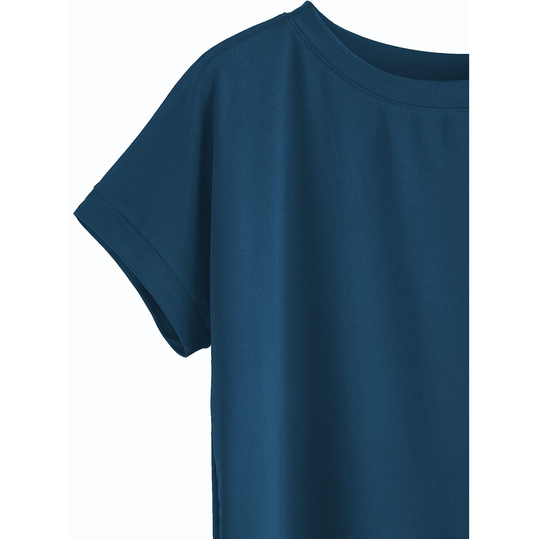 Fabricorn Plain Airforce Blue and White Round Neck Up and Down Cotton Tshirt for Women (Airforce Blue & White, Medium)