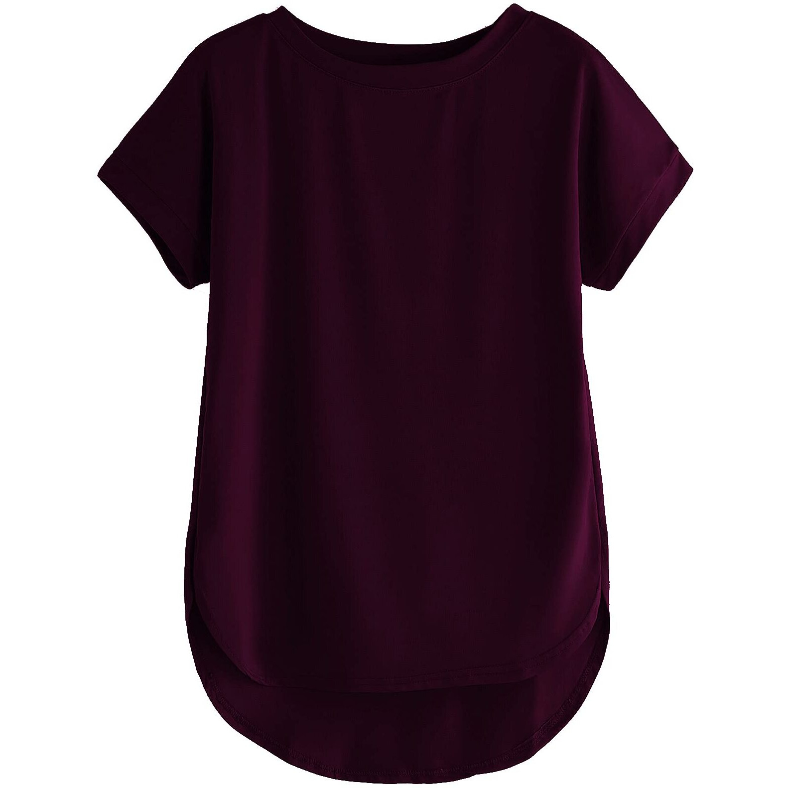 Fabricorn Women's Plain Round Neck Up Down Regular Fit Tshirt (Wine, Xx-Large)