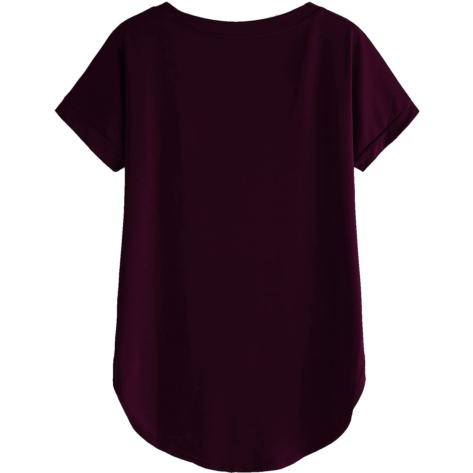 Fabricorn Women's Plain Round Neck Up Down Regular Fit Tshirt (Wine, Xx-Large)