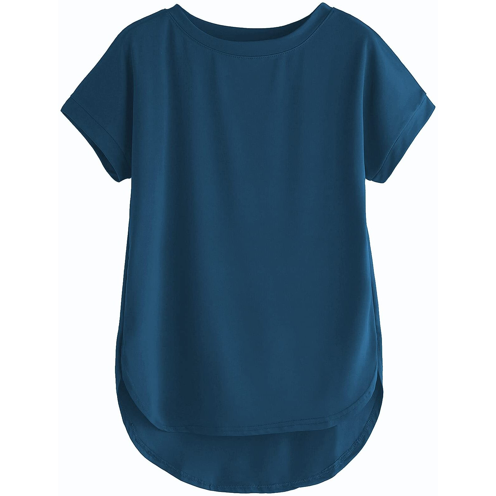 Fabricorn Women's Plain Round Neck Up Down Tshirt (Airforce Blue 3X-Large)