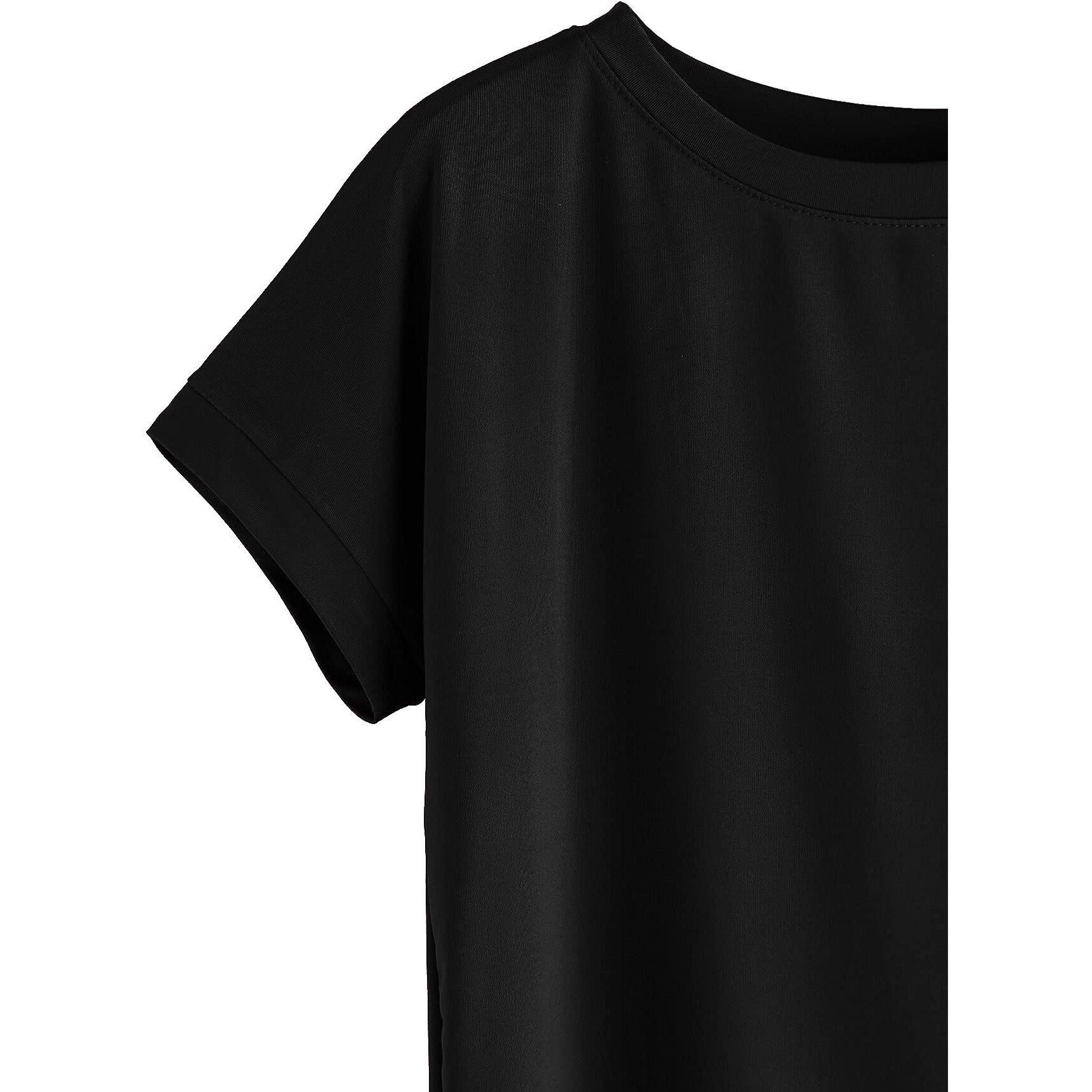Fabricorn Plain Upper Black and Lower Airforce Blue Round Neck Up and Down Cotton Tshirt for Women (Black & Airforce Blue, Medium)