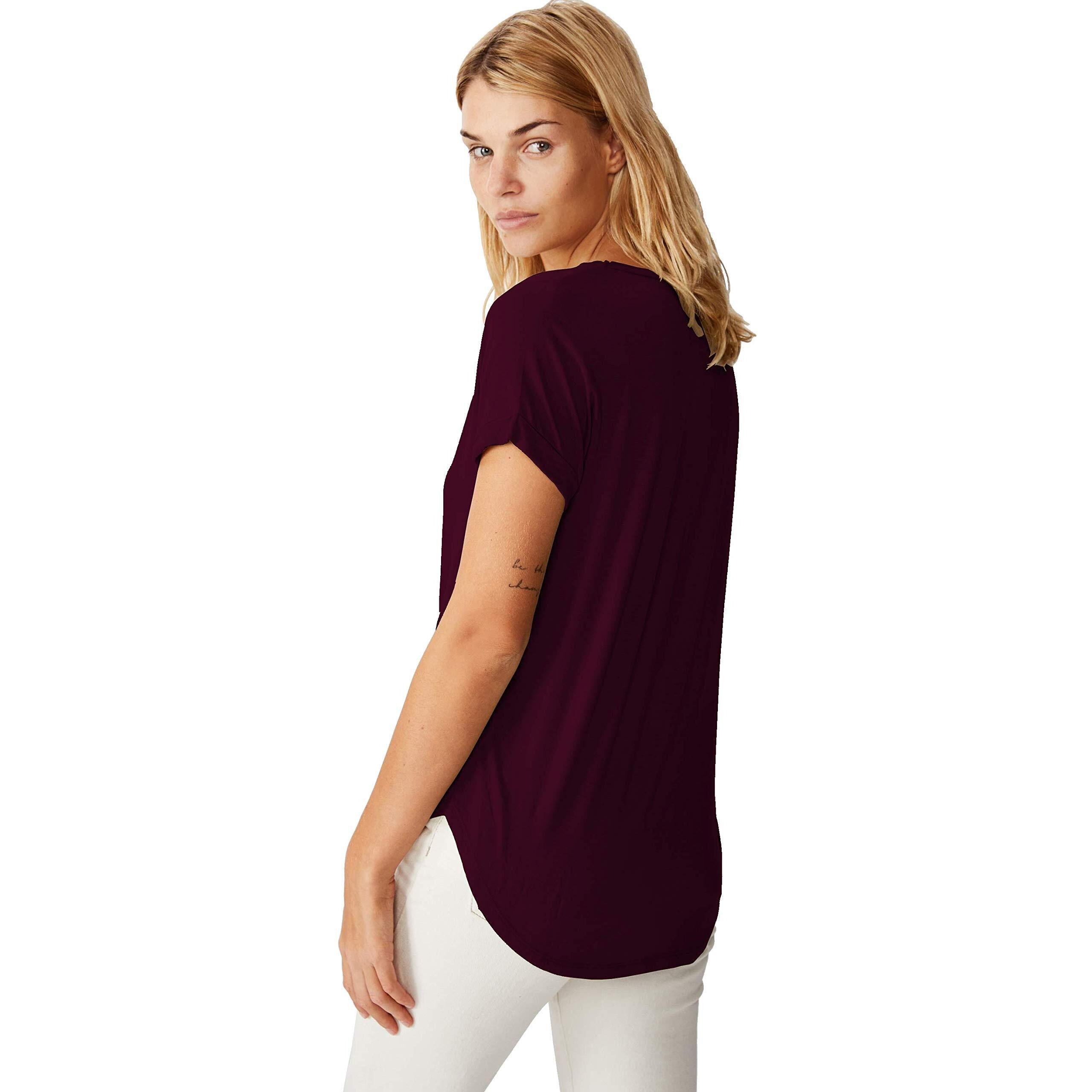 Fabricorn Women's T-Shirts (CMB01_Wine_DustyRose_UpDown_M_Wine Dusty Rose_Medium)