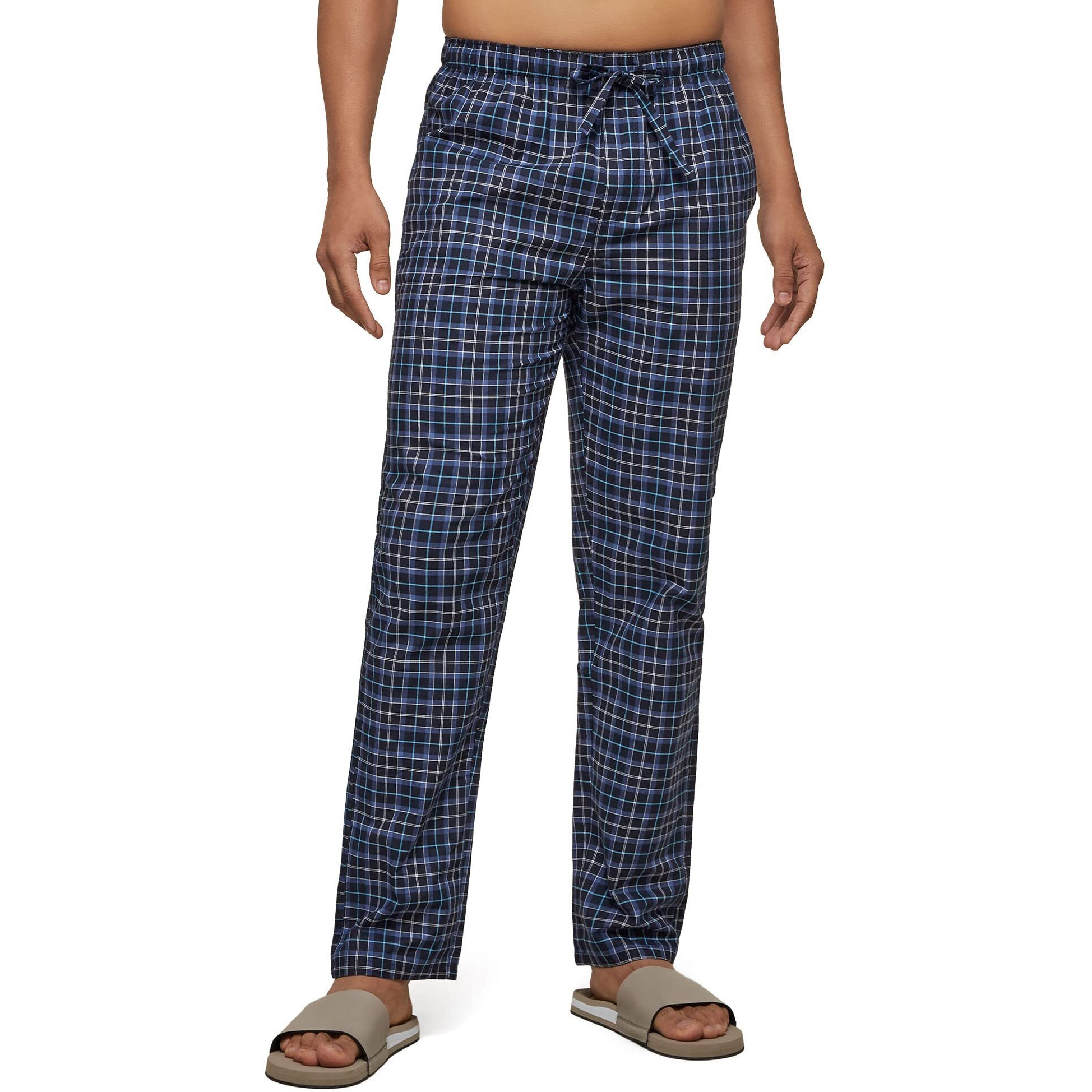 XYXX Men's Super Combed Cotton Checkered Checkmate Pyjamas [Pack of 1] Elasticated Waist, Drawstring | Loungewear for Men in Blue Checks