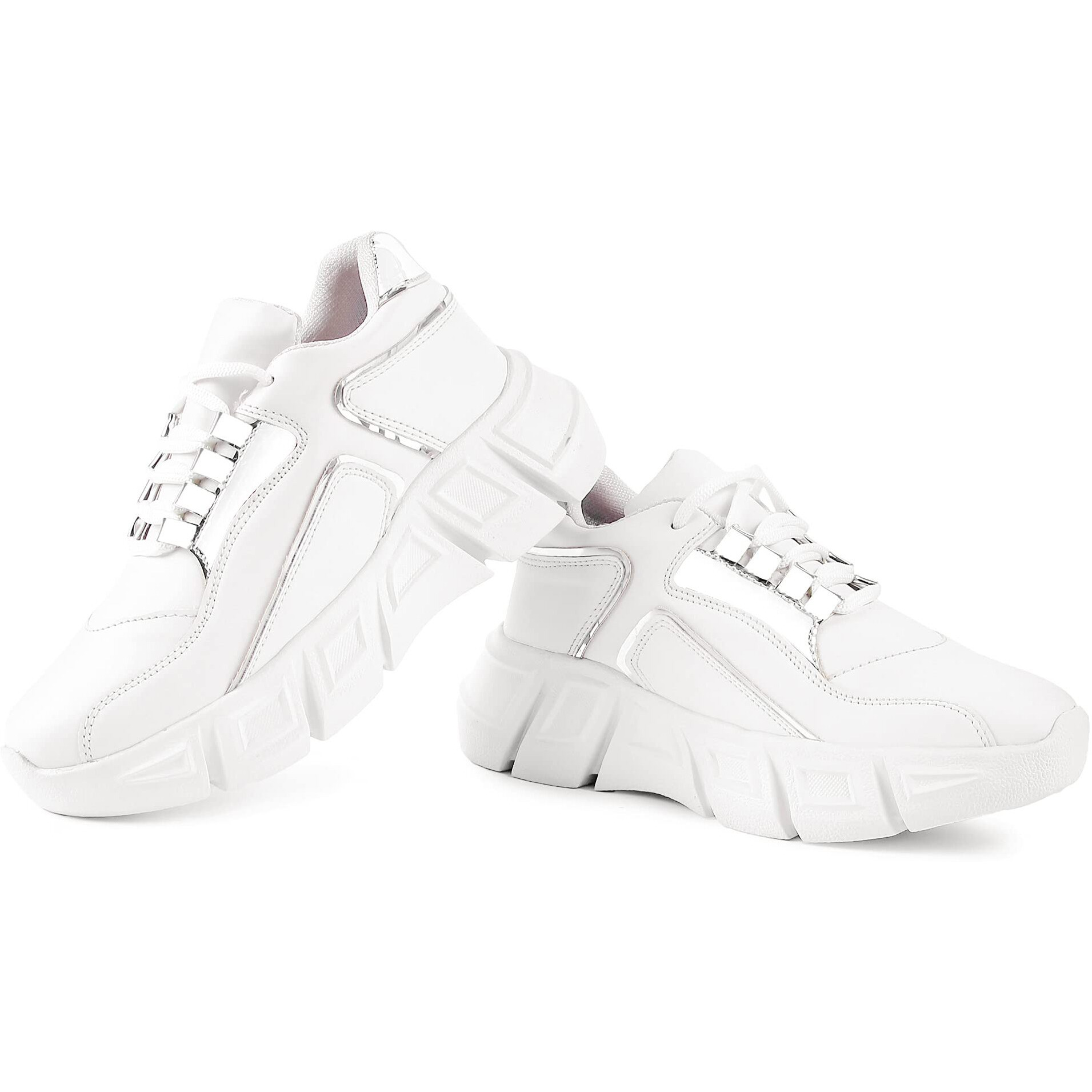 Vendoz Women & Girls White Silver Casual Shoes Sports Shoes Sneakers - 39 EU