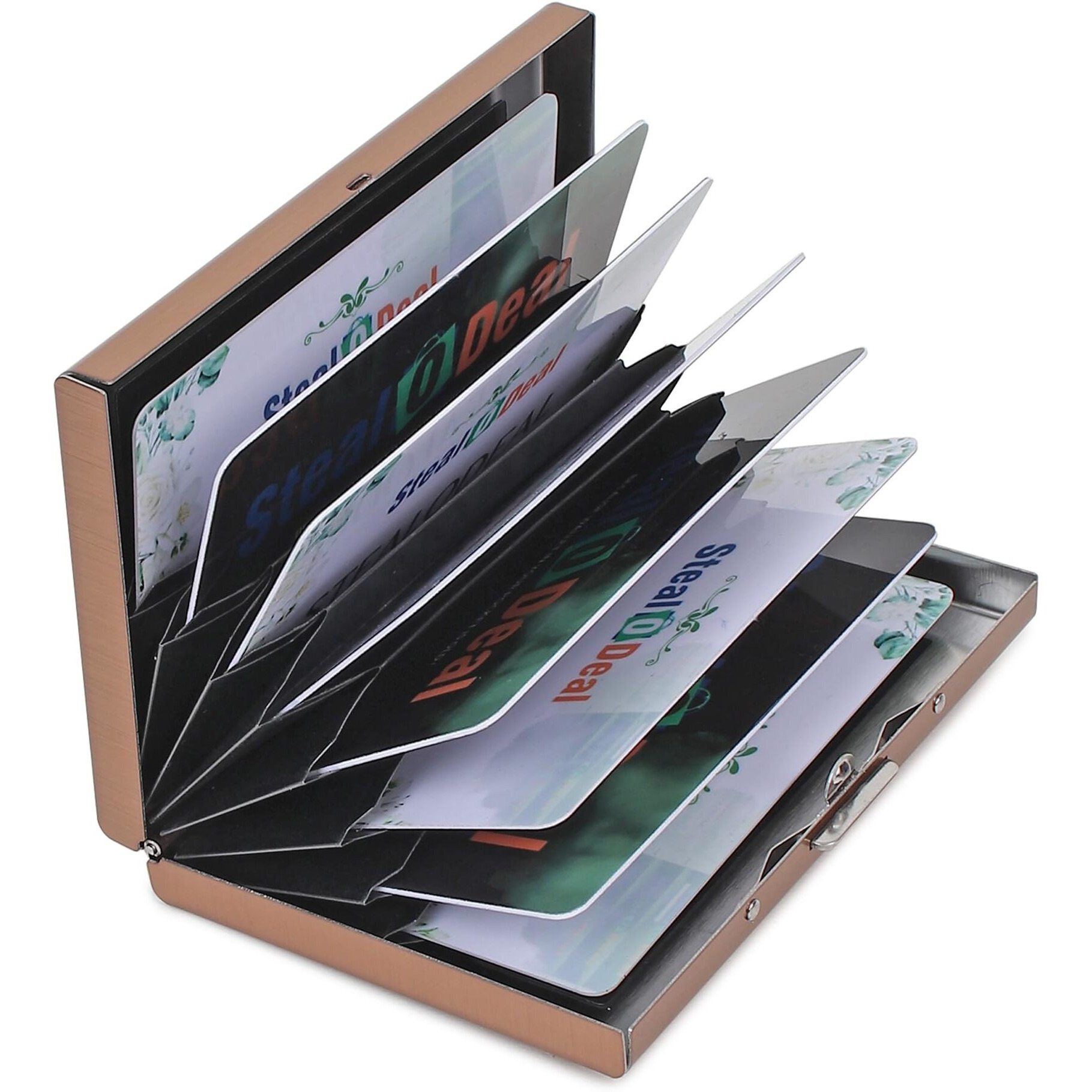 Stealodeal Rose Gold Premium RFID Blocking Metal ATM/Credit/Debit 8 Slots for Men & Women Card Holder